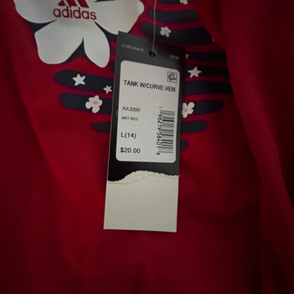Adidas Red Tank w/Curve Sz L(14) & Imperial Star Shorts Sz 14 Retail $56 - Picture 6 of 7